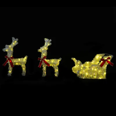Immagine prodotto di vidaXL, set di 5 renne natalizie con slitta, 240 LED, luce bianca calda