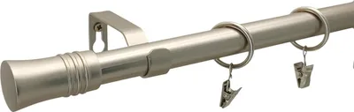 Produktbild von LOFT 320 cm Einzelne Gardinenstange 19 mm aus Metall mit Endstück CAPRI Komplettset mit Ringen und Clips Inklusive Montagezubehörset Farbe Satin