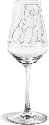 Produktbild von Mr. & Mrs. Panda Weinglas Affe - Transparent - Geschenk, Liebe, Weißweinkelch, Wildtiere, wein glas, Affen, Für Weißwein, Respekt, Motivation, Selbstliebe