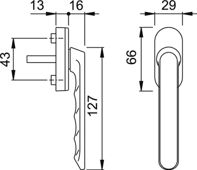 Produktbild von HOPPE Luxembourg Fenstergriff 099KH/U26 (Oberfläche: F9 Aluminium Stahl) Oberfläche: F9 Aluminium Stahl