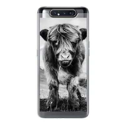 Produktbild von MuchoWow® Handyhülle Schutzhülle Hülle für Samsung Galaxy A80 Schottischer Highlander - Berg - Schwarz - Weiß Silikon Softcase Handy Hülle - Schutzdeckel