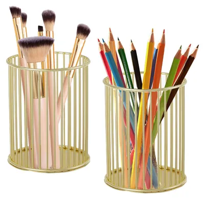 Produktbild von 2-teiliger Pinselhalter, goldener Stiftehalter, Make-up-Organizer