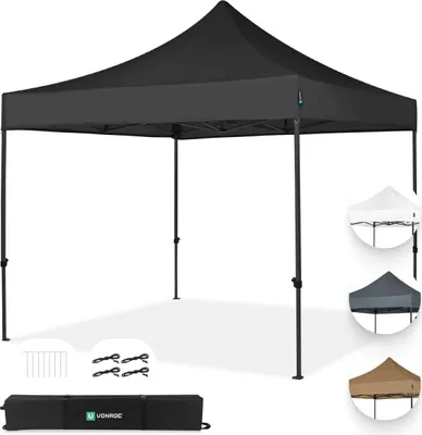 Produktbild von VONROC Pavillon 3x3m wasserdicht stabil - Partyzelt EasyUp System [3Min Aufbau] Popup Faltpavillon modular erweiterbar als Festival Zelt, Gartenpavillon