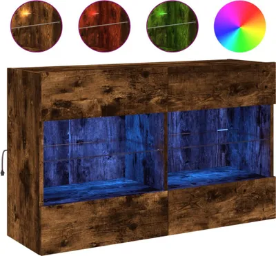 Produktbild von vidaXL TV-Wandschrank mit LED-Leuchten Räuchereiche 98,5x30x60,5 cm