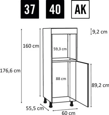 Produktbild von PICCANTE Smart Bodenpaket zu Midischrankkorpus für Kühlschrank und Backofen SOFT WHITE Clickmontage Nr. 40""