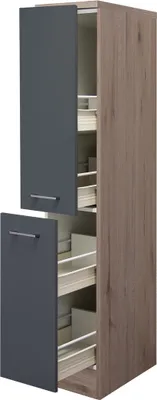 Produktbild von Demi Apothekerschrank Küche - 30 cm breit - Basaltgrau Matt San Remo Eiche – Morena