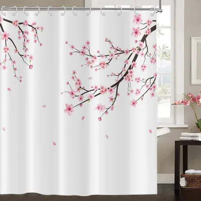 Immagine prodotto di Tenda da doccia con motivo floreale rosa, 120 x 200 cm