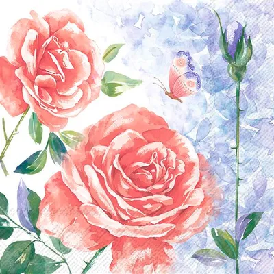 Produktbild von Servietten 33x33 cm - AQUARELL ROSE