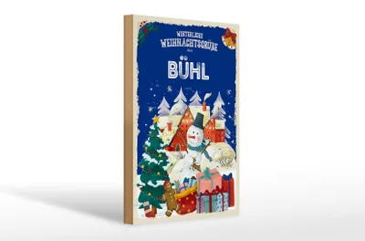 Produktbild von Holzschild Weihnachtsgrüße BÜHL Geschenk Fest 20x30cm