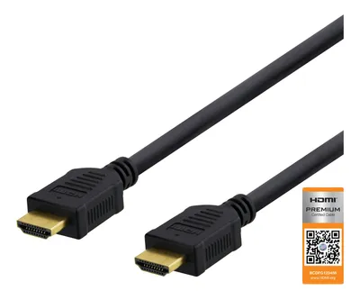 Image de DELTACO Câble HDMI Premium haute vitesse, 3m, Ethernet, 4K UHD, noir