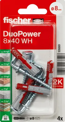 Produktbild von fischer Allzweckdübel DuoPower 8 x 40 WH, 4 Stück