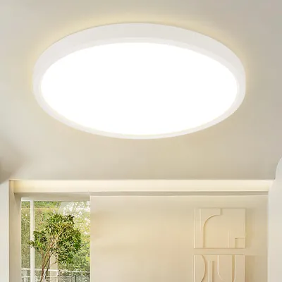 Image de ZMH Plafonnier LED Plafonnier salle de bain 24 W Plat Diamètre 30 cm Chambre Ronde Lampe Cuisine Blanc Plafonnier 3000 K pour salle de bain cuisine couloir