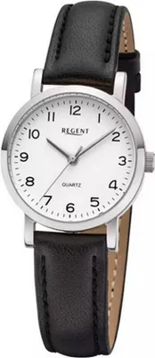 Produktbild von Regent F-936 Damen-Armbanduhr, Edelstahl-Gehäuse, Leder-Armband
