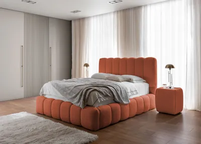 Produktbild von Polsterbett Doppelbett Set.3 CARSON 180x200cm Stoff Catch Me Rostbraun