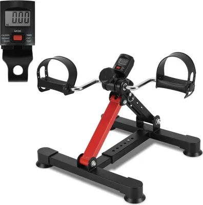 Obrázok produktu pre Izrielar Mini Bike Exercise Bike, Bike Leg Trainer s LCD displejom, Pedal Trainer Foldable, Bike Trainer Easy to Use, Black Red