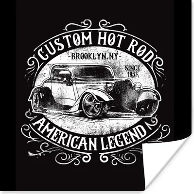 Produktbild von MuchoWow® Poster Mancave - Auto - Retro - Schwarz - Weiß 30x30 cm - Wandposter - Printing