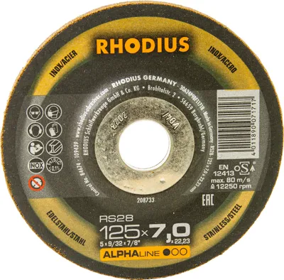 Produktbild von Rhodius Schleifscheibe RS 28 125x7,0x22,23mm Edelstahl Alphaline - 208733