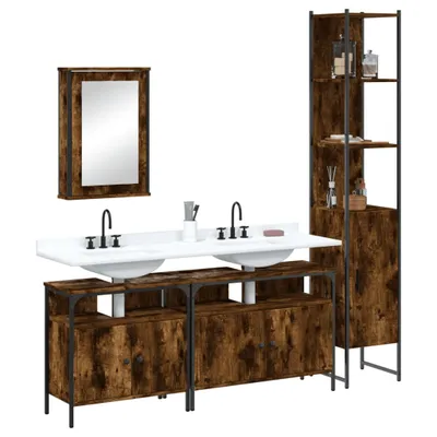 Immagine prodotto di vidaXL Set di mobili da bagno da 4 pezzi in legno di quercia affumicata