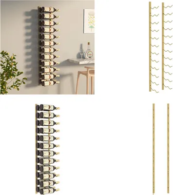 Produktbild von vidaXL Wand Weinregal für 24 Flaschen Golden Eisen - Weinregal - Weinregale - Weinständer - Flaschenhalter