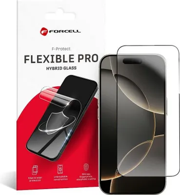 Produktbild von Forcell Flexibles 5D-Hybridglas passend für iPhone 16 Pro Max schwarz