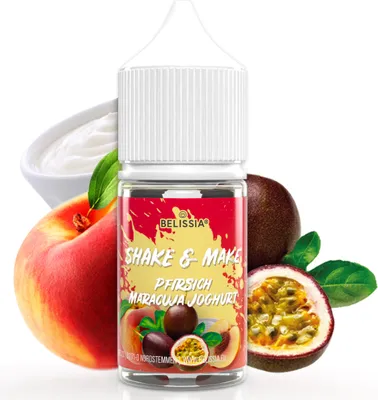 Produktbild von Belissia Shake and Make Pfirsich-Maracuja-Joghurt Refill - 30 ml hochdosiertes Lebensmittelaroma - zum Nachfüllen - Für Backen, Speisen, Getränke uvm