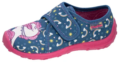 Immagine prodotto di Scarpa da casa con chiusura a velcro per bambine, marca Fischer, con motivo unicorno