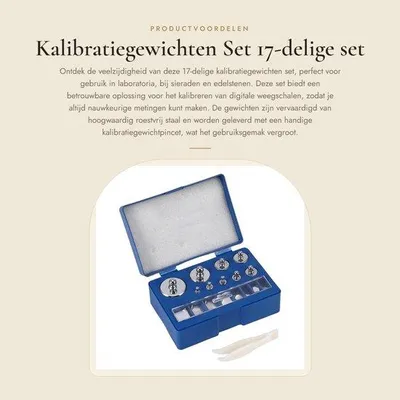 Produktbild von Kalibriergewichts-Set – 17-teiliges Set – Präzisionswaage – Edelstahl – Für den Laborbereich – Schmuck – Kalibriergewichts-Pinzette
