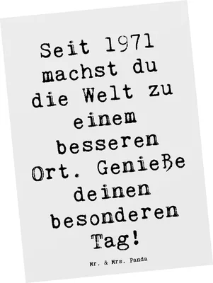 Produktbild von Mr. & Mrs. Panda Fotokarte Spruch 1971 Geburtstag - Weiß - Geschenk, Ansichtskarte, geboren, Postkarten, Happy Birthday, Ansichtskarten, Grußkarte, Jahrgang, Kunstkarten
