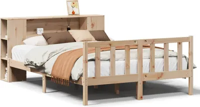 Produktbild von Massivholzbett mit Regal ohne Matratze 135x190 cm Kiefernholz