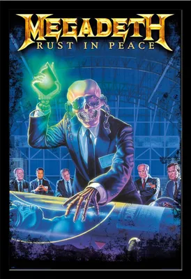 Immagine prodotto di Megadeth - Poster - Rust in Peace + cornice rimovibile, Shinsuke® Maxi MDF nero, disco acrilico