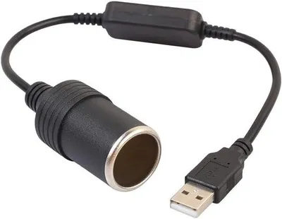 Zdjęcie produktu dla Adapter USB 5 V–12 V (gniazdo), kabel do ładowania do gniazd samochodowych, kamer samochodowych i urządzeń GPS.