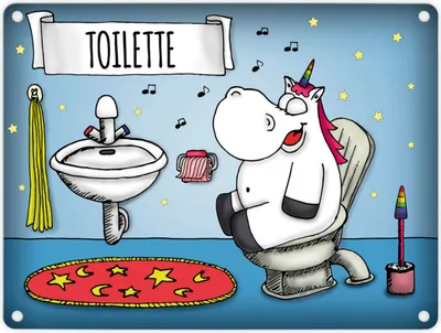 Produktbild von Honeycorns Metallschild mit Einhorn Toilette Motiv Metallschild Wandschild