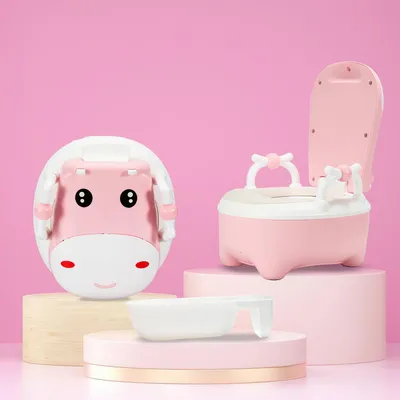 Produktbild von Ikodm Ergonomisches Lerntöpfchen für Kinder mit Schubladen-Innentopf, PolyurethanSitzpolster, Haltegriffen, Anti-Rutsch-Boden, bis 60 kg, Rosa