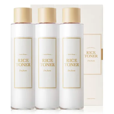 Produktbild von Rice Toner I´m from Gesichtswasser Feuchtigkeit Anti-Aging Vegan Alkoholfrei Parfümfrei, 3x 150ml