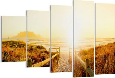 Produktbild von Bild auf Leinwand - Leinwandbild - Sonnenaufgang Welle Insel Meer - 150x100cm - Wand Bild - Wanddeko - Leinwanddruck - Bilder - Kunstdruck - Leinwand bilder - Wandkunst - EG150x100-3164