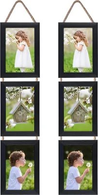 Produktbild von 3er Collage Bilderrahmen Set 10x15cm Schwarz - Rustikales Wanddeko für Fotos