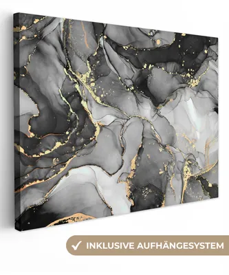 Obrázek produktu pro OneMillionCanvasses® - Plátno - Mramor - Černá - Zlatá - Šedá, nástěnná malba, nástěnné dekorace obrazy obývací pokoj, 120x90cm
