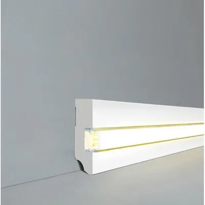 Produktbild von Sockelleiste MDF 19 x 58 Weiß RAL 9016 Foliert Fußleiste