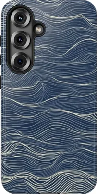 Produktbild von Wellenlinienmuster in Dunkelblau – Hülle Kompatibel mit Samsung Galaxy S25