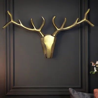 Produktbild von riess-ambiente Wanddekoration VEADO 100cm gold – modern, Hirschgeweih Deko Geweih Skulptur
