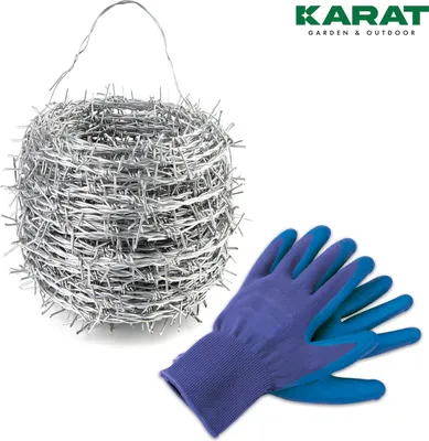 Produktbild von Stacheldraht Zug- & bruchfest Weidedraht Rolle mit Tragegriff Verzinkt Drahtstärke: 1,6 mm Länge: 16 m inkl. Handschuhe