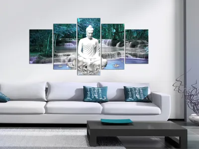 Produktbild von Akustikbild Abstrakt Natur 200x100 cm Bilder Akustikschaum Hochleistungsschallabsorber Schallschutz Leinwand 5 tlg Wandbild Raumakustik Schalldämmung h-C-0048-b-o