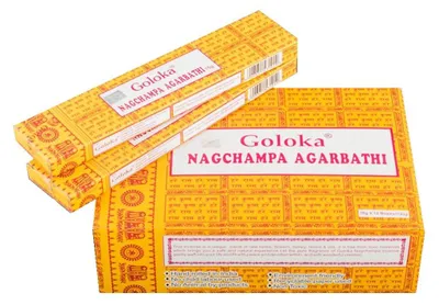 Nag Champa Räucherstäbchen 192g, 12 Packungen à 16g, gelb