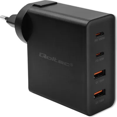 Obrázok produktu pre Qoltec GaN POWER PRO charger 2xUSB C, 2xUSB, 130W
