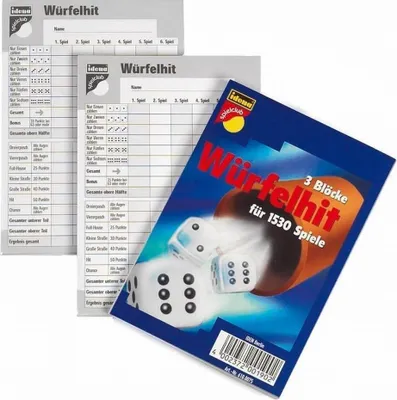 Immagine prodotto di 3 blocchi di dadi IDENA "Würfelhit" / blocchi di gioco