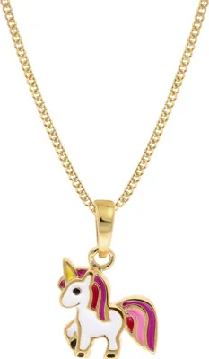 trendor 68433 Kinder-Anhänger Gold 333 Einhorn mit goldplattierter Silberkette 1