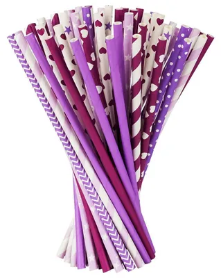 Produktbild von Trinkhalme Papier biologisch abbaubar 150 Stück 10 Lilatöne für Partys Hochzeiten Anlässe 195mm 6mm