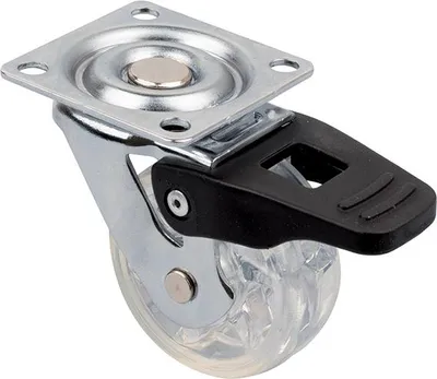 Image de Roulette de meuble TOP O 50 mm transparente avec frein