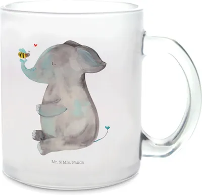 Produktbild von Mr. & Mrs. Panda Teetasse Elefant Biene - Transparent - Geschenk, Tee Tasse, Liebe, Häferl, Lustige Sprüche, Heiratsantrag, Trinkglas, aus Glas, Liebesspruch, Henkeltasse