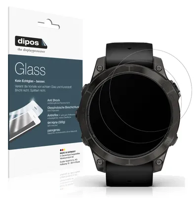 Produktbild von 2x Schutzfolie für Garmin Fenix 7 Pro 42mm matt - Anti-Shock 9H Folie dipos Glass Kunststoffglas